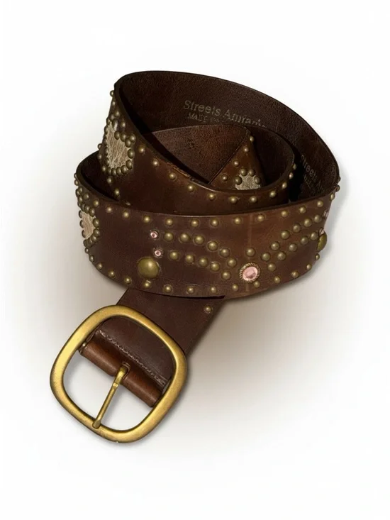 Streets Ahead Anthropologie Hearts and studs leather bohemian belt - Picture 4 of 10